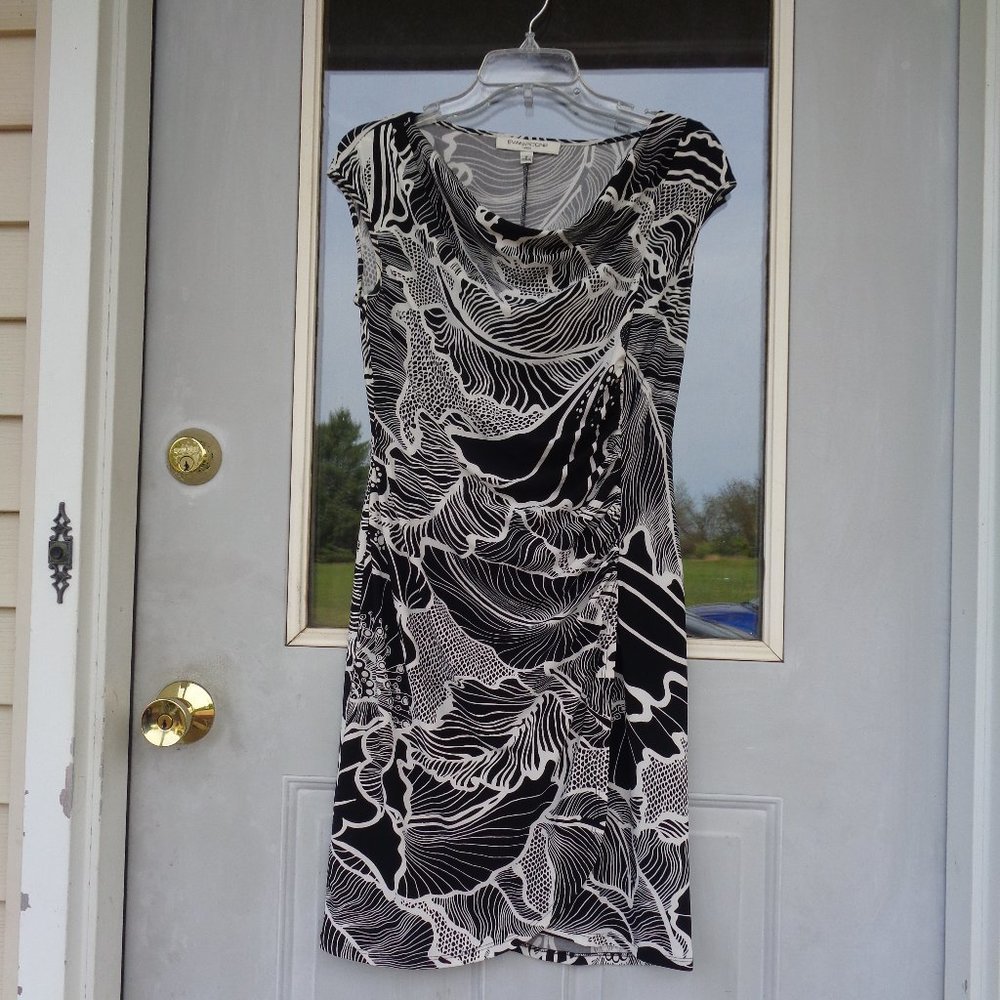 evan picone dress abstract print dress w stretch casual party size 4 - Picture 1 of 14